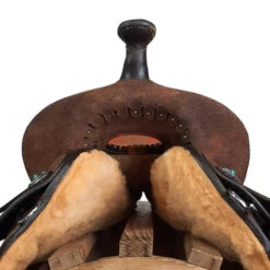 Alamo Saddlery Aztec Arrow Barrel Saddle -Equestrian Supply Store aztec arrow barrel brown orange red front AZTEC ARROW alamo 25637.1650658492