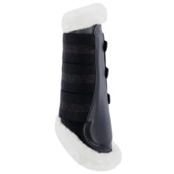 B Vertigo Drew Fleece Lined Brushing Boots -Equestrian Supply Store b vertigo drew fleece fur line black front 19201 BLK horze 31359.1654288780