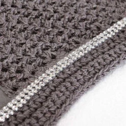 Kavalkade Crystal Fly Bonnet -Equestrian Supply Store crystal fly bonnet dark gray detail 36103 DK.GRAY kavalkade 00688.1621107288