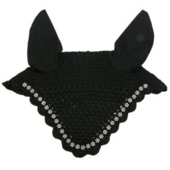 Intrepid Crystal Fly Veil -Equestrian Supply Store crystal fly veil flower black front 137838 09728.1625004196