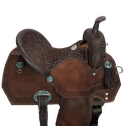 Alamo Saddlery Geo Aztec Barrel Saddle -Equestrian Supply Store geo barrel brown detail GEO AZTEC alamo 59946.1650487058