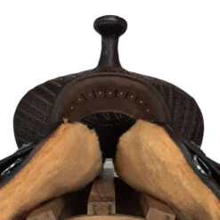 Alamo Saddlery Geo Aztec Barrel Saddle -Equestrian Supply Store geo barrel brown front GEO AZTEC alamo 66490.1650487049