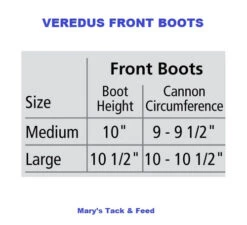 Veredus TRC Vento Front Sport Boots -Equestrian Supply Store size chart front boots veredus 98870.1603577114