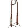 Turquoise Cross Aztec One Ear Headstall -Equestrian Supply Store tc aztec 1 ear hs light oil 45007 01 01 weaver 47393.1668131200
