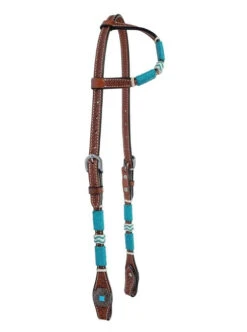 Circle Y Turquoise Round Up One Ear Headstall -Equestrian Supply Store turquoise round up 1 ear hs reg.oil hero 1025 20 S4 circle y 47083.1686166640