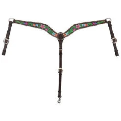 Circle Y Vibrant Garden Breast Collar -Equestrian Supply Store vibrant flower breast collar brown multicolor front 1001 23 SC circle y 32967.1613176148
