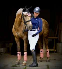 Woof Wear Vision Ergonomic Fly Veil -Equestrian Supply Store vision fly veil rose gold lifestyle 11 2197M BKRG woof wear 37754.1625689269